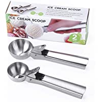 Los mejores  - SUQ Helado Cuchara- 2Pcs Helado de Acero Inoxidable con fácil gatillo- La Cuchara para Helado De Acero Inoxidable con…